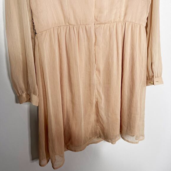 New Urban Outfitters Pins and Needles 12 Cream Black Lace Trim Long Sleeve Dress - Picture 8 of 12